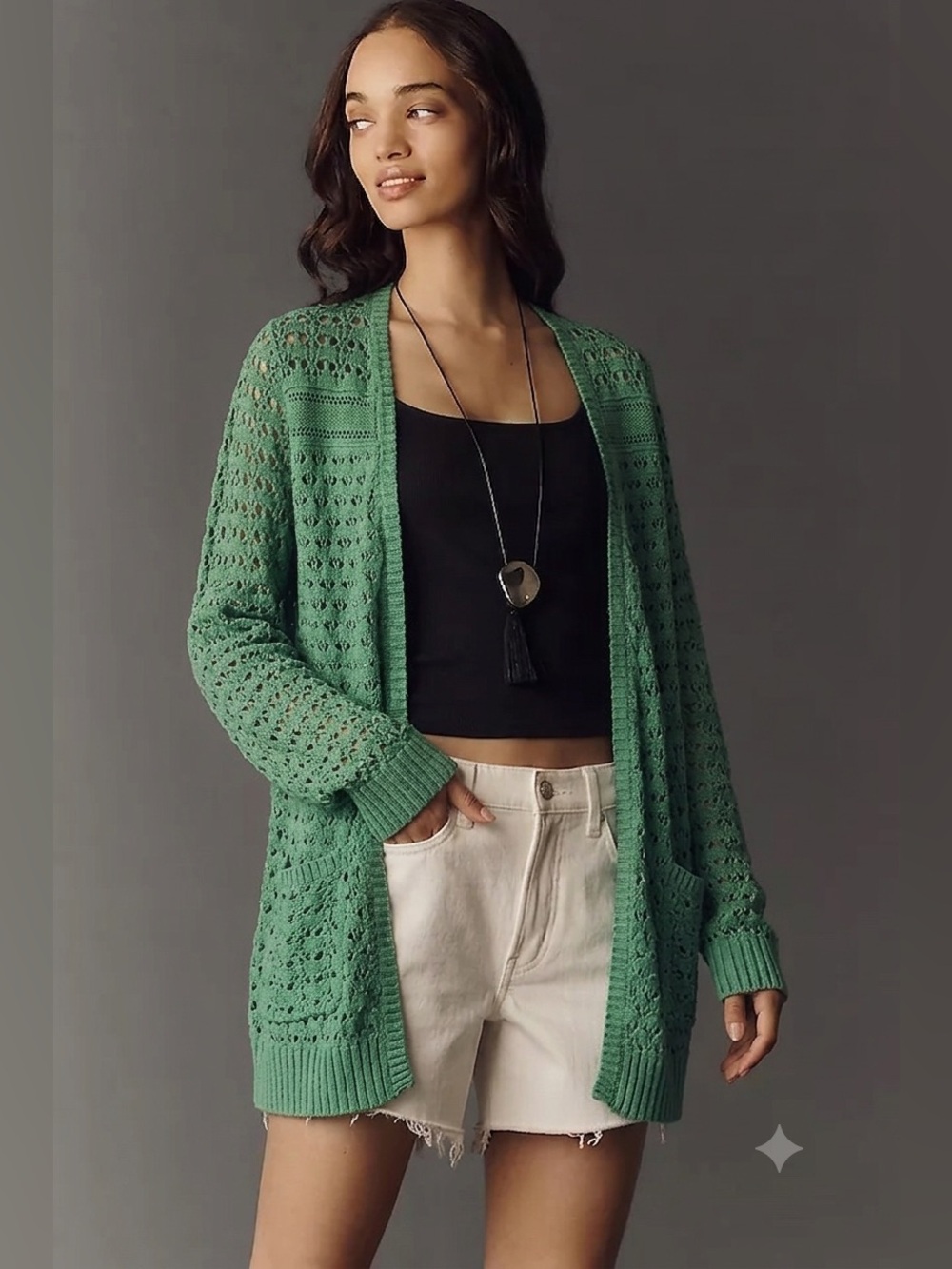 Anthropologie Far Away From Close Open Knit Crochet Cardigan SP